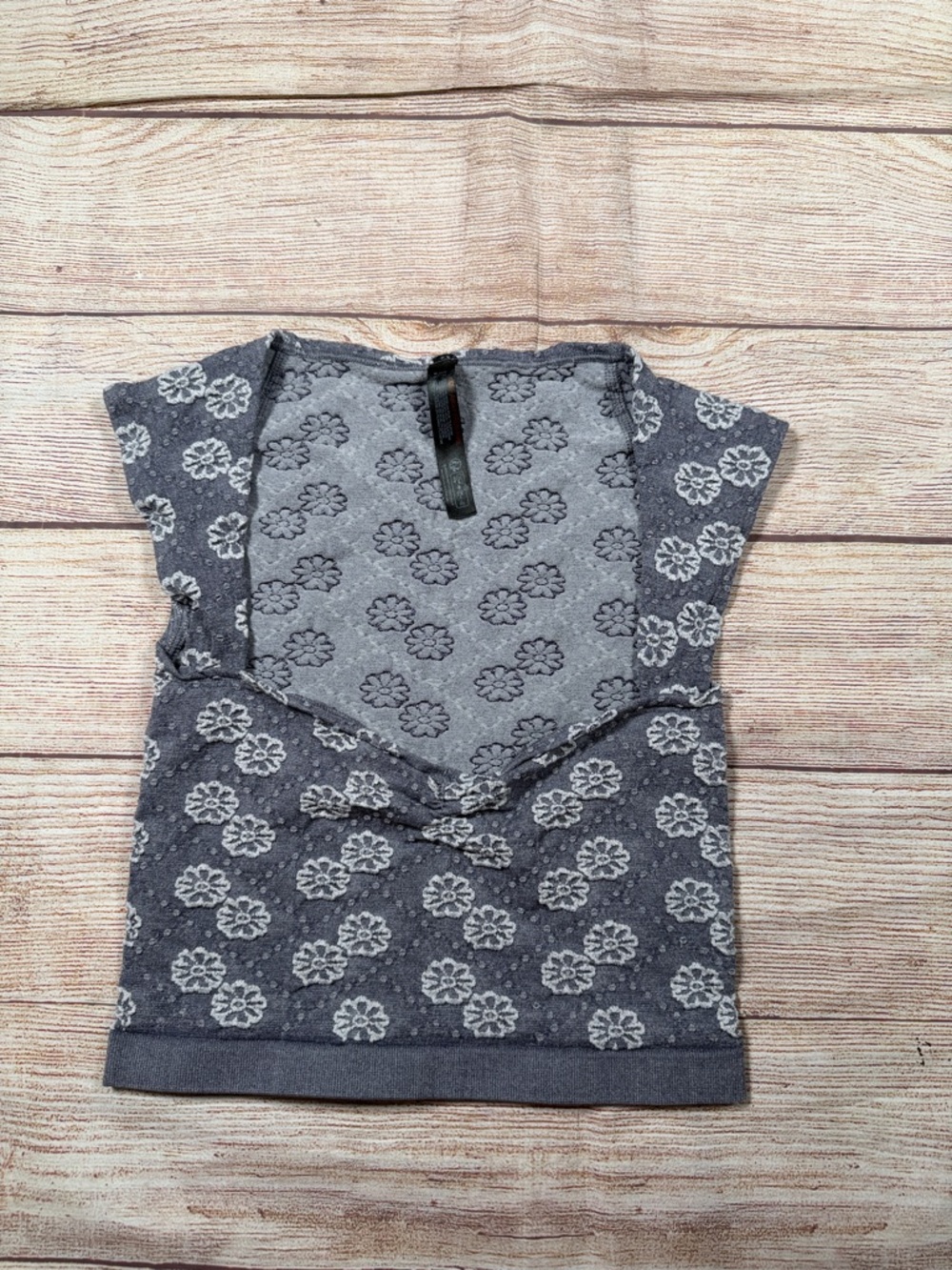 Urban Outfitters Gray Floral Seamless Regal Cut Crop Top